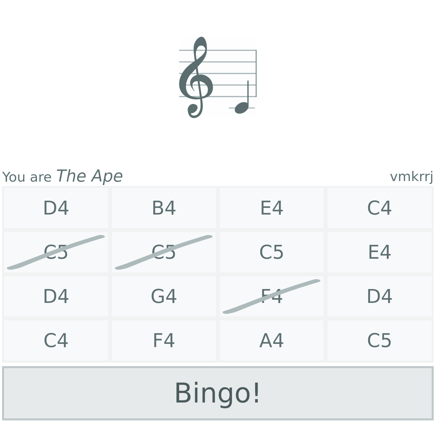 Game of Note Bingo